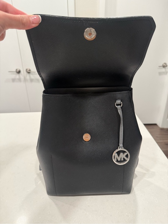 Michael Kors Black Saffiano Leather Backpack with MK Charm main image 8
